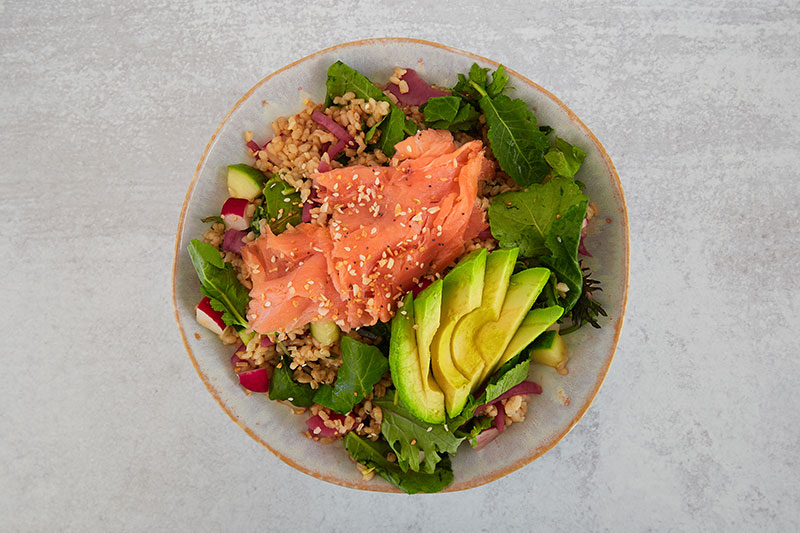 Holsom smoked salmon and avocado bowl