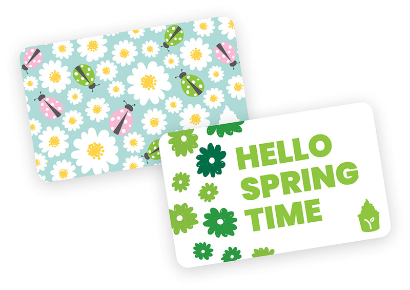 Two Yogurtland gift card designs.