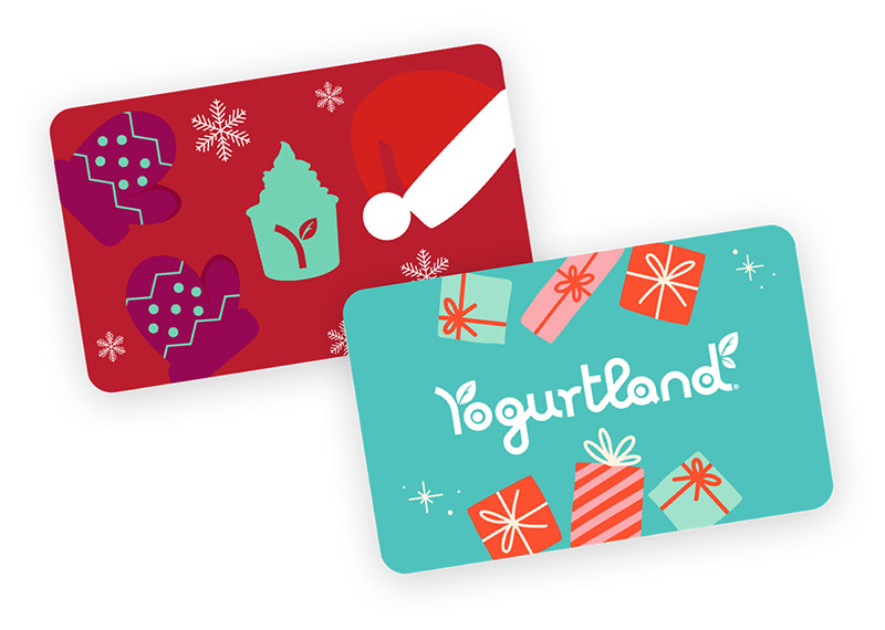 Two Yogurtland gift card designs.