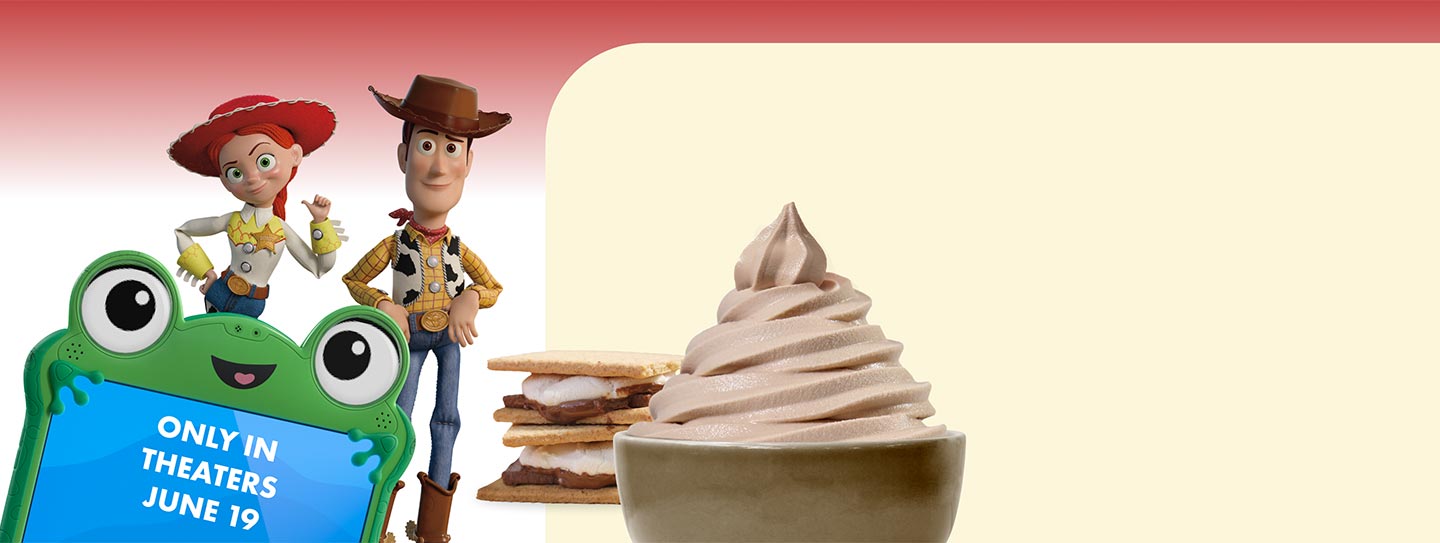 Yogurtland frozen yogurt alongside s'mores confection