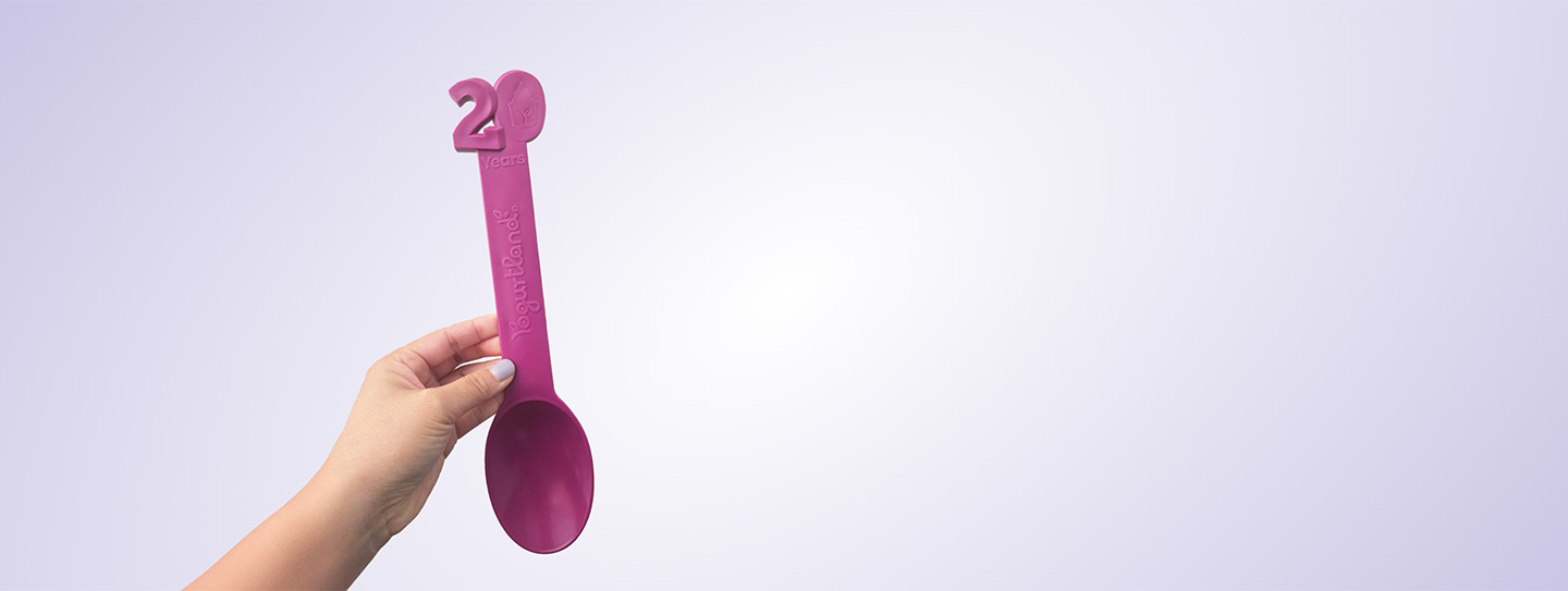 A Yogurtland Raspberry Giant Spoon