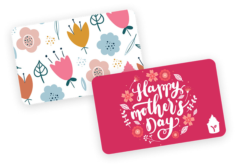 Two Yogurtland gift card designs.