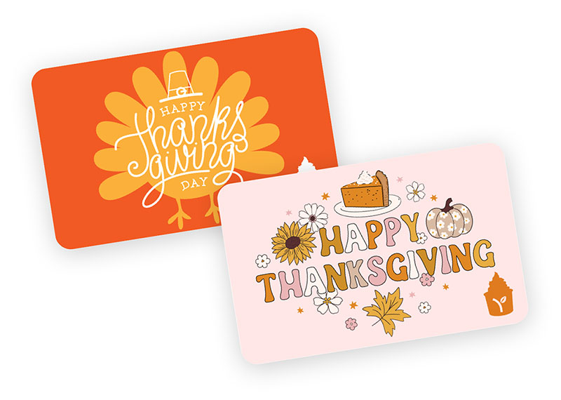 Two Yogurtland gift card designs.