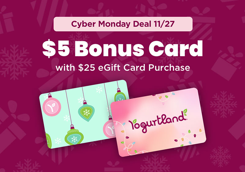 Cyber Monday Deal 11/27 - $5 Bonus Card with $25 eGift Card Purchase