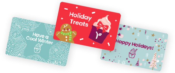 Three Yogurtland gift card designs